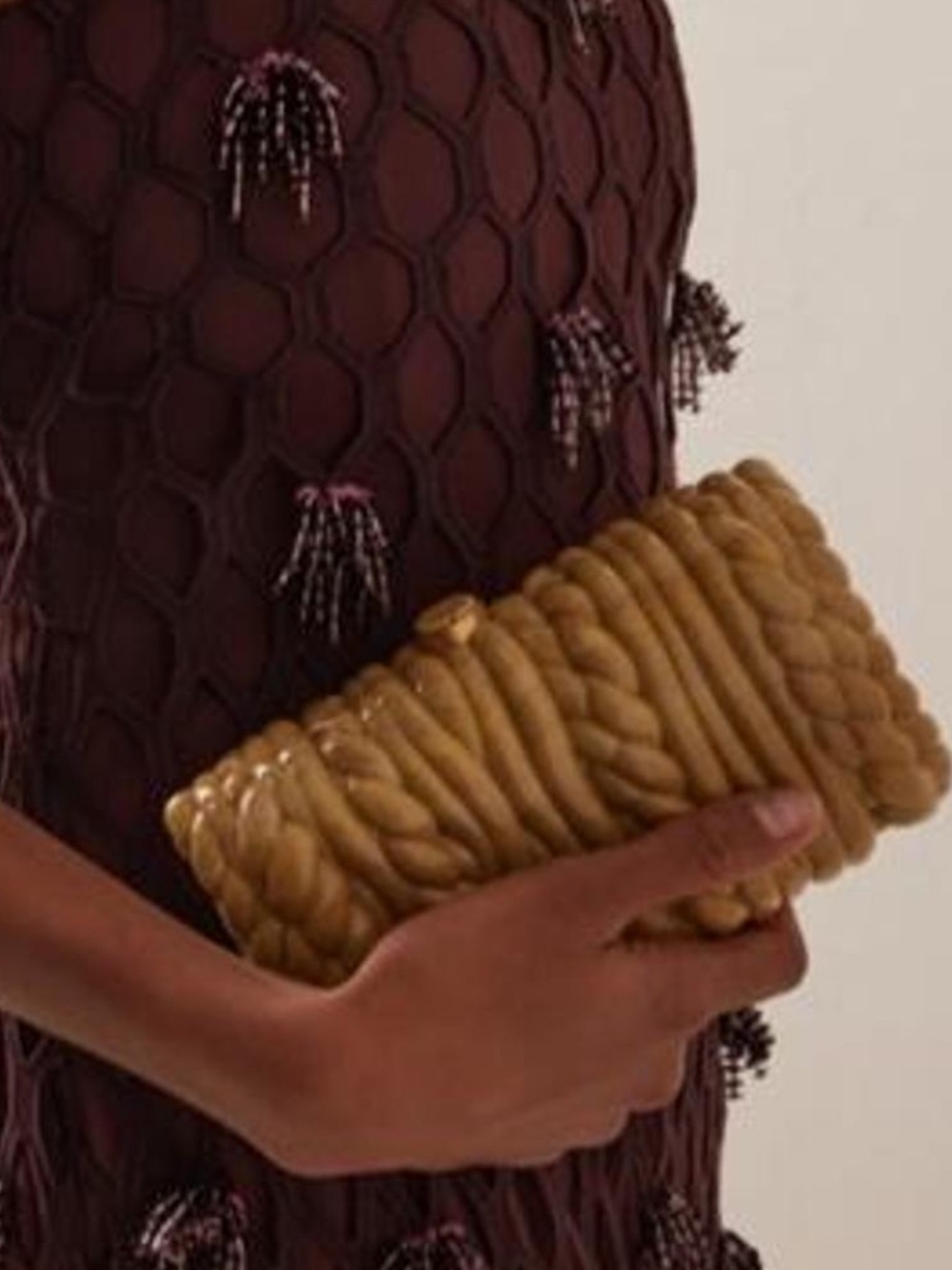 cult gaia Helene Amber Resin Quilted-Style Crossbody with Gold Chain NWT in box - Picture 5 of 6